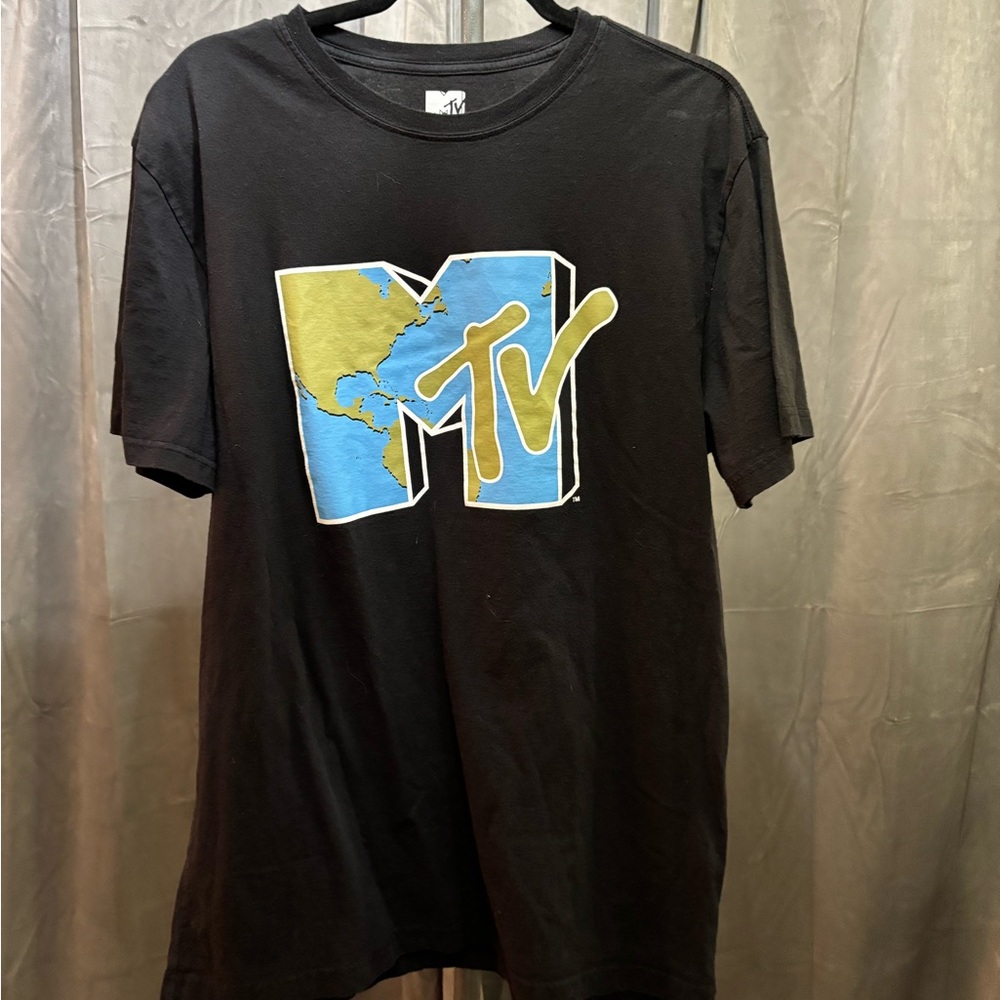 MTV World Map Logo T-Shirt Sz L